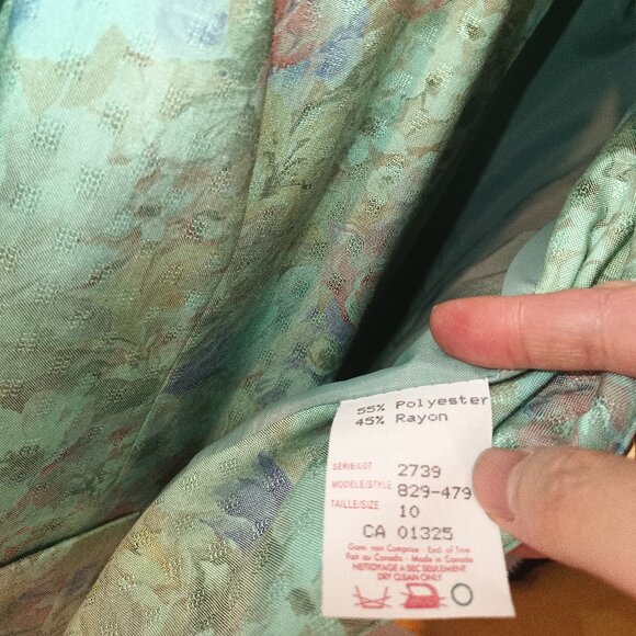 Lady Christopher greenish pattern 55% polyester 45% rayon size 10 jacket - Picture 5 of 8